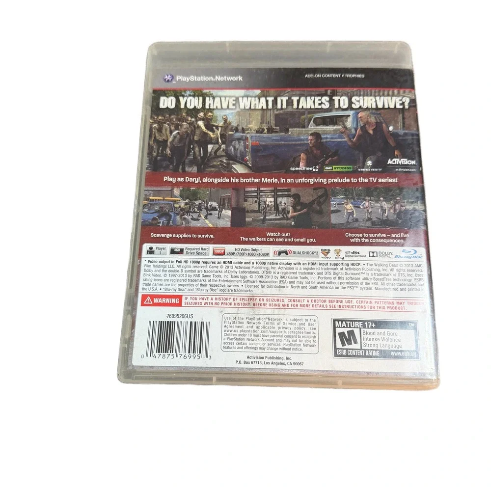 The Walking Dead Survival Instinct Sony PlayStation 3‎ PS3 Activision 2013 Daryl